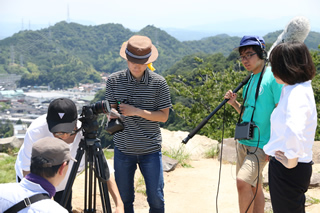 米子城本丸での撮影