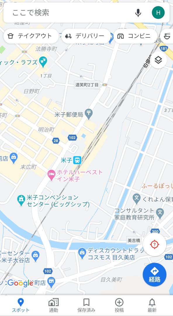 Googleマップ画面. クリックで別画面表示.