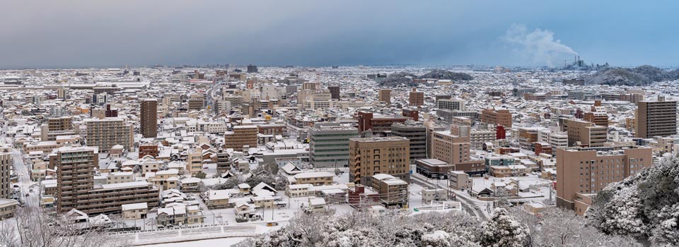 米子市内の雪景色