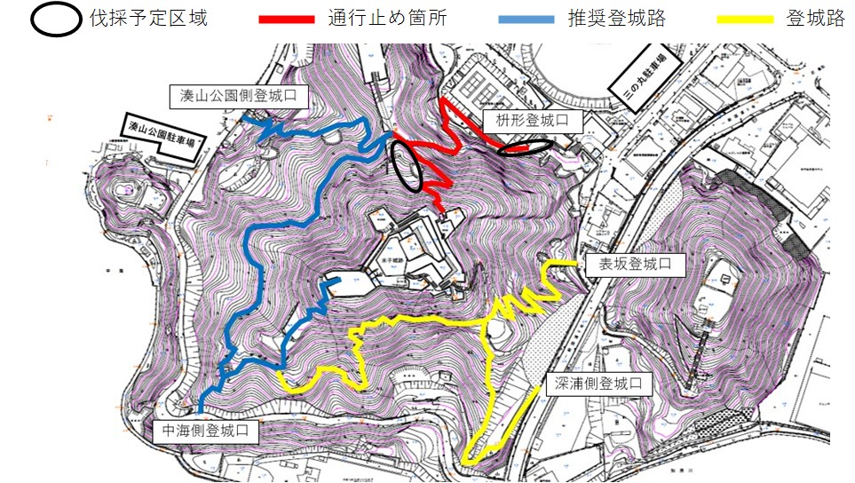 米子城樹木伐採・通行止め地図