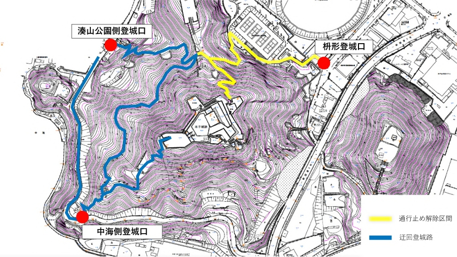 米子城登城路通行止め位置図
